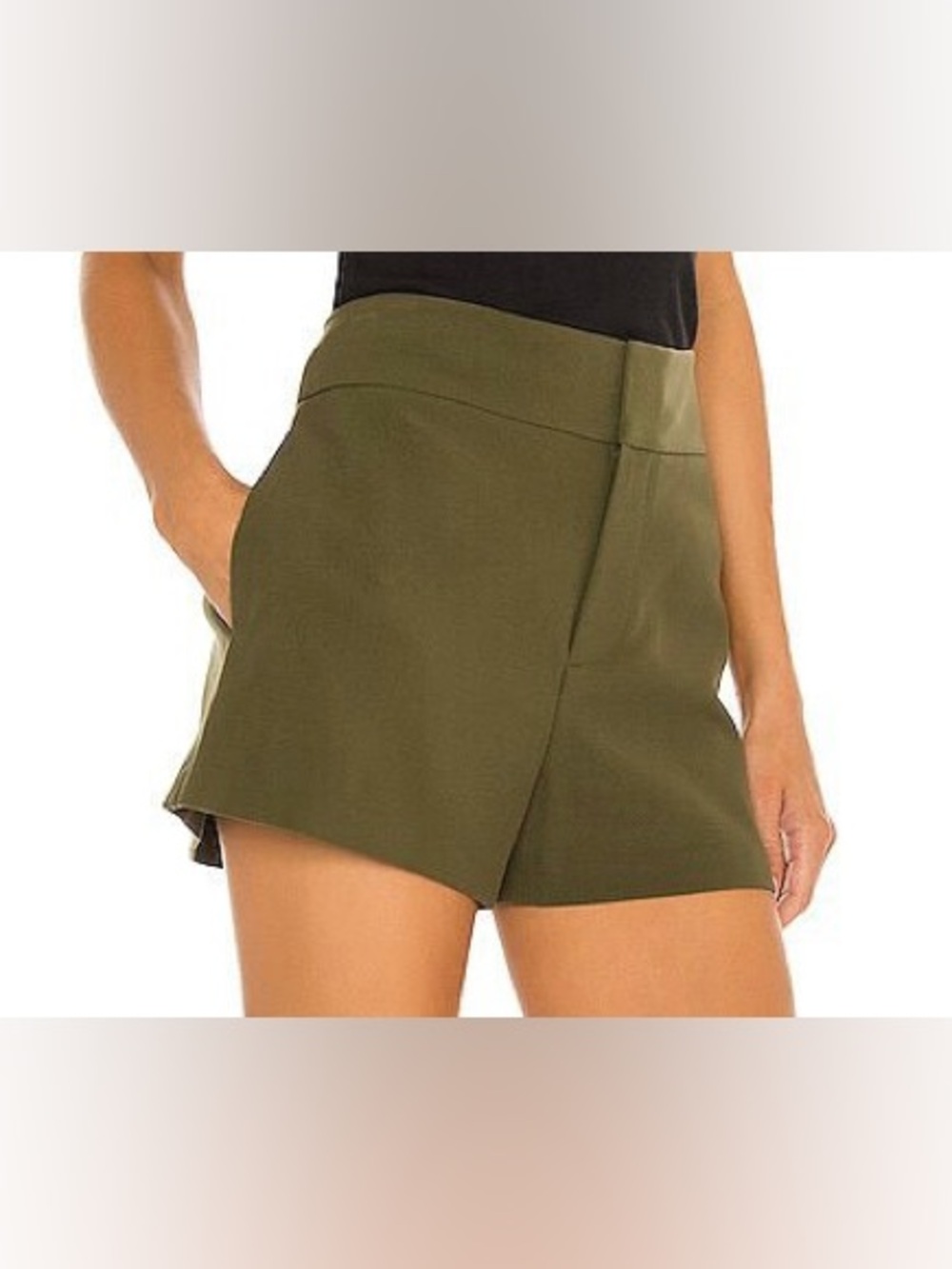 Alice + Olivia Olive Green Cady Shorts